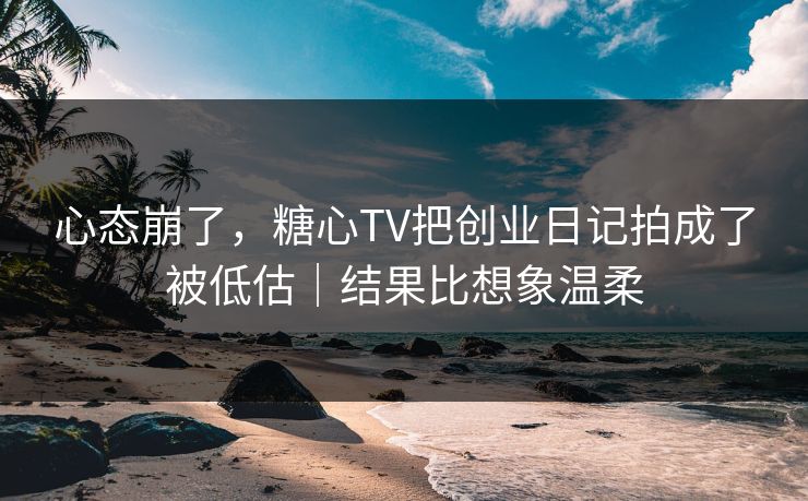 心态崩了,糖心TV把创业日记拍成了被低估|结果比想象温柔