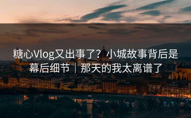 糖心Vlog又出事了?小城故事背后是幕后细节|那天的我太离谱了 糖心Vlog又出事了?小城故事背后是幕后细节|那天的我太离谱了